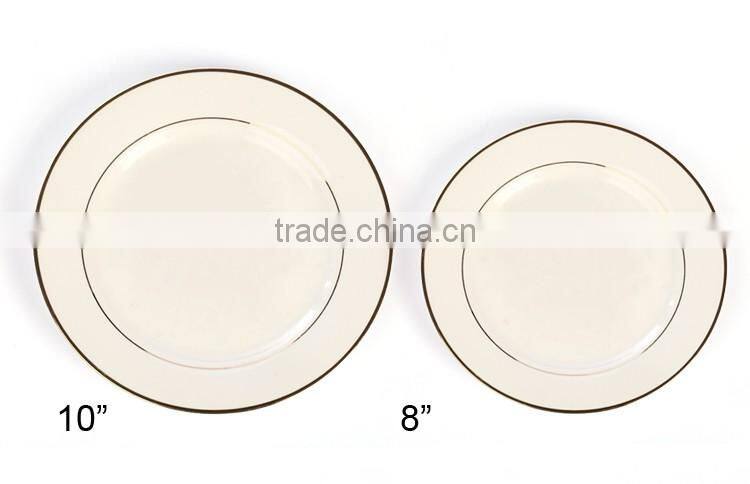 Hot sell elegant 10" white blank gold rimmed round ceramic sublimation coated plates