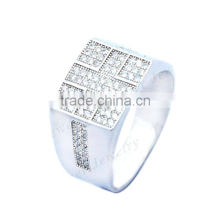China factory direct sale 925 sterling silver micro pave mens ring
