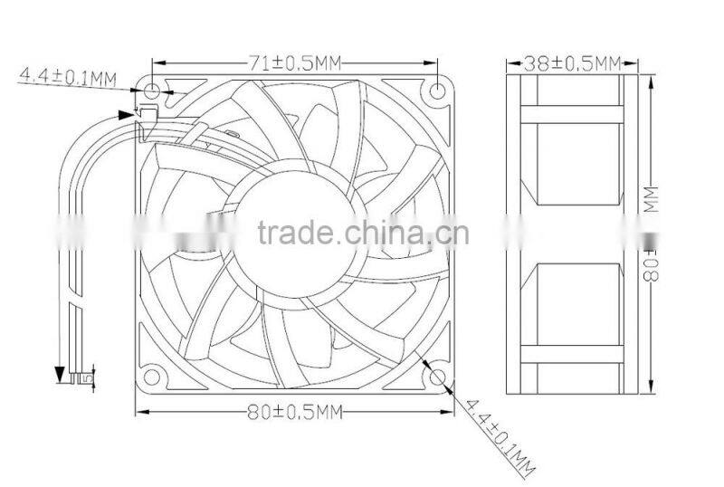 dc 12v 24v 48v high air flow axial fan 80*80*38mm with EC Rohs