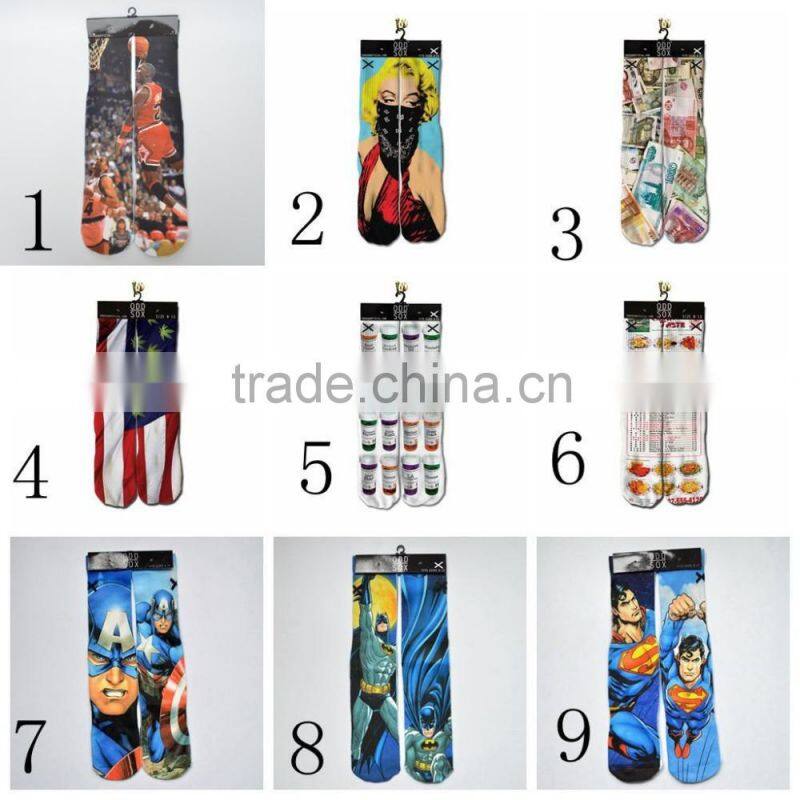 Wholesale socks 3d digital stereo printing thickening terry socks basketball teen tube socks young boy tube socks