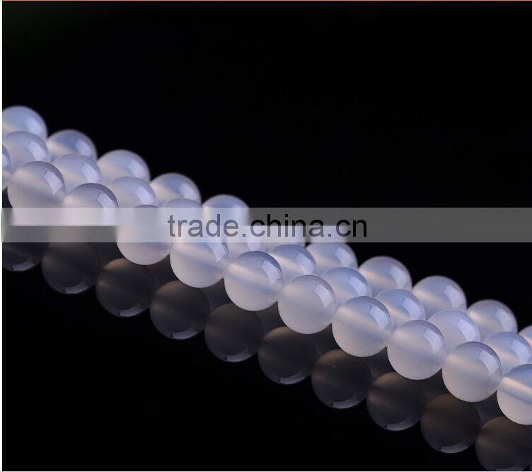wholesale natural high quality white agate gemstone beads