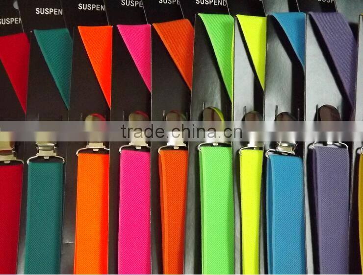 Mens Womens Candy color Clip-on Suspenders Elastic Y-Shape Adjustable Braces Solids