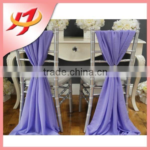 Elegant purple wedding chiffon patterns for chair cover for chiavari chair back