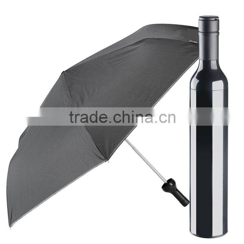 8 Pannels 0%Wine Umbrella 3 Fold Umbrella Advertising Wine Bottle Shape Umbrella