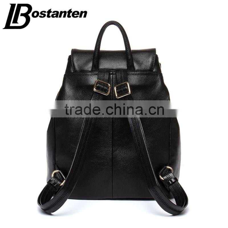wholesale genuine leather drawstring backpack school bag for college girl