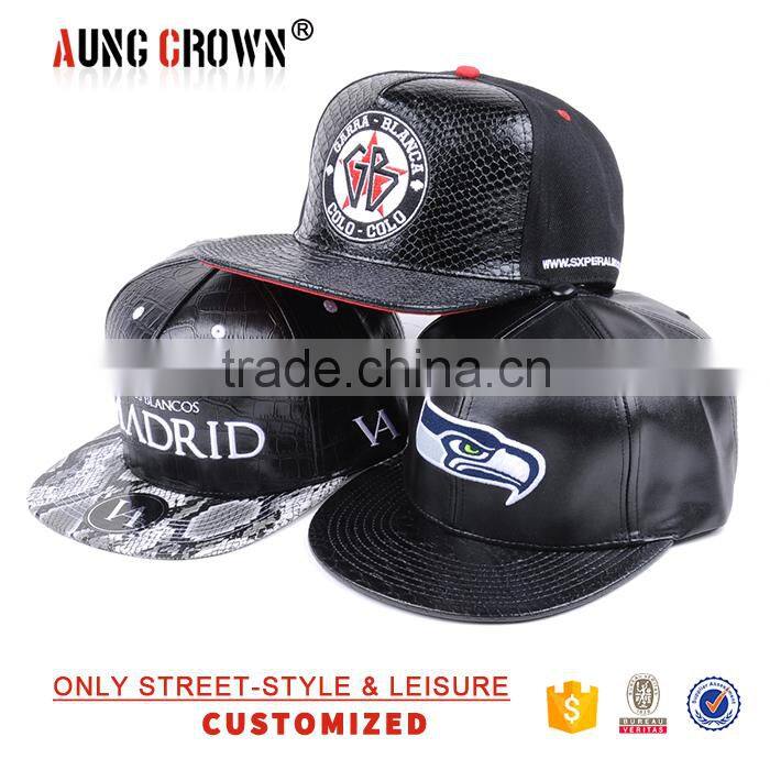 custom cap leather cap/flat brim leather cap/leather cap for unisex