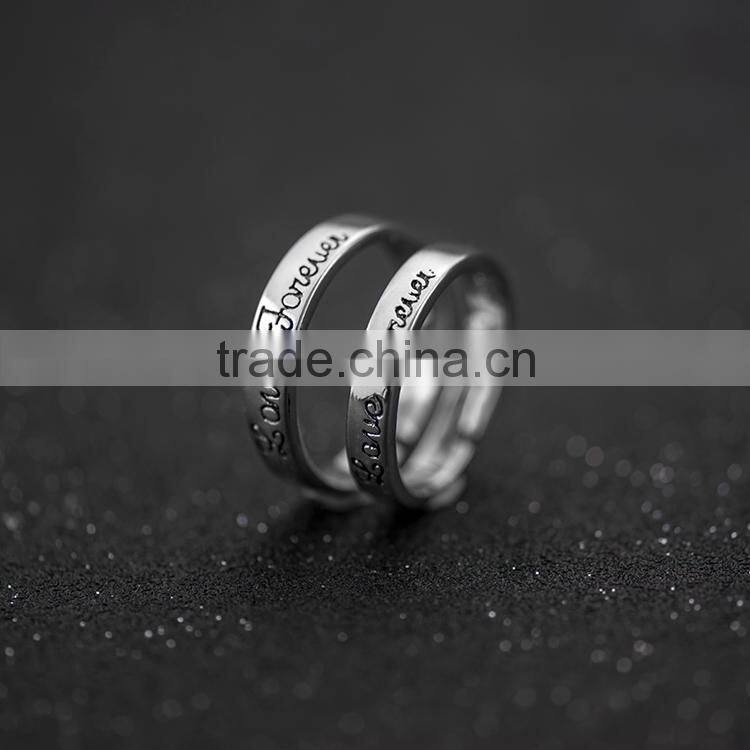 Fashionable 925 silver plated wedding couple rings fashion jewellery engagement ring for lovers jewelry wholesale alibaba