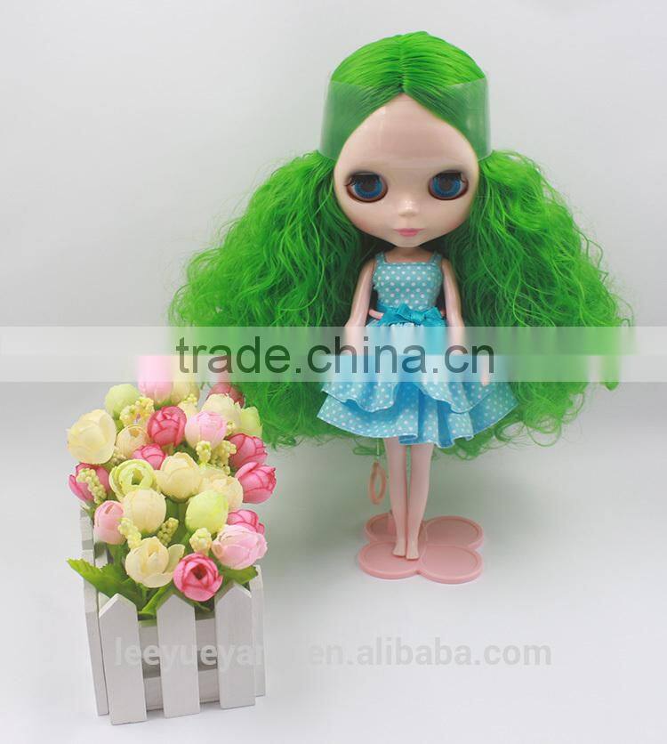 Hot sales shag afro curly bright green neo blythe doll wigs