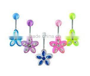 Acrylic belly navel piercings flower fleshed color navel ring make navel belly button rings