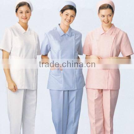 Designs Women's Scrubs Bravo 5 Pocket turn over collar shirt and pant white sets
