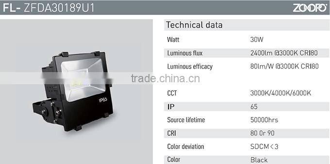 30w low price 6kv anti-surge driver on board ac flood light 80ra 80lm smd driverless reflector