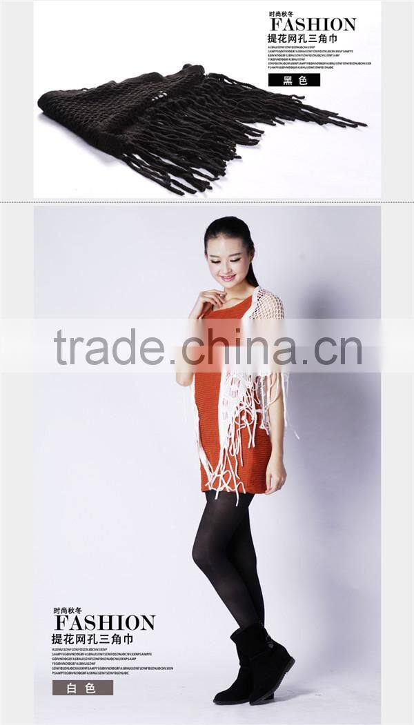 Deal Knit Soild Color Infinity Loop Scarf with Fringe