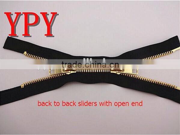 Decorative Two Way Slider Metal Zipper For Garments