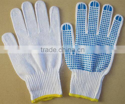 BSSAFETY Polyester or cotton knitted PVC dotted slip resistant safety work glove from China supplier