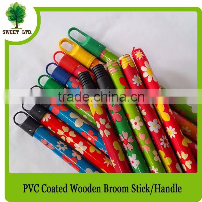 Cleaning tools mops handle colorful fower design wood broom stick