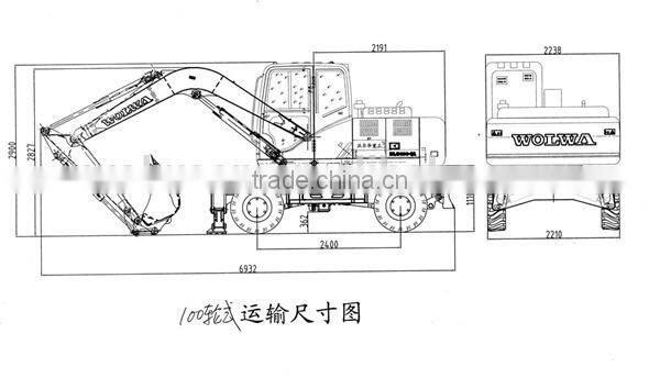 China Wolwa 10t DLS100-9A Wheel Shovel Excavator