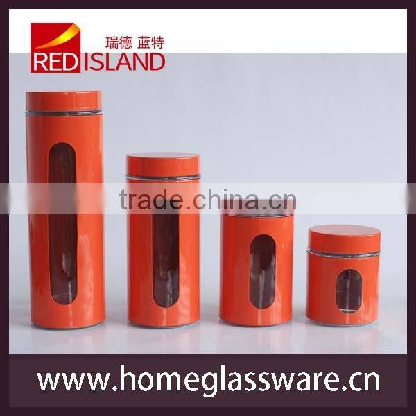 sugar coffee tea pasta storage glass jar with stainless steel casing