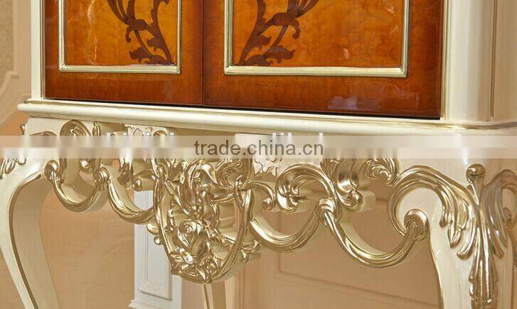 European Style Luxury Decorative Cabinet, Parquet Pattern Solid Wood Cupboard, Nice Carving Living Room Cabinet (BF01-ML046)