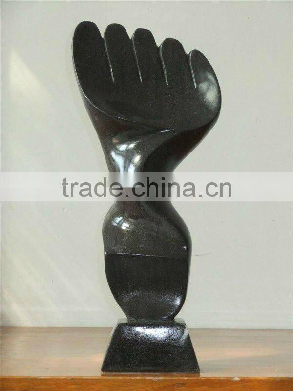 Black Marble Hand Abstract Carving