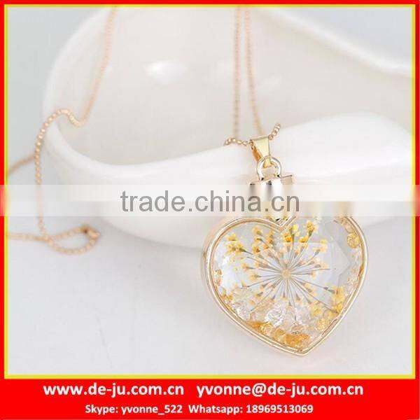 Fancy Unique Clear Glass Heart Pendant Necklace