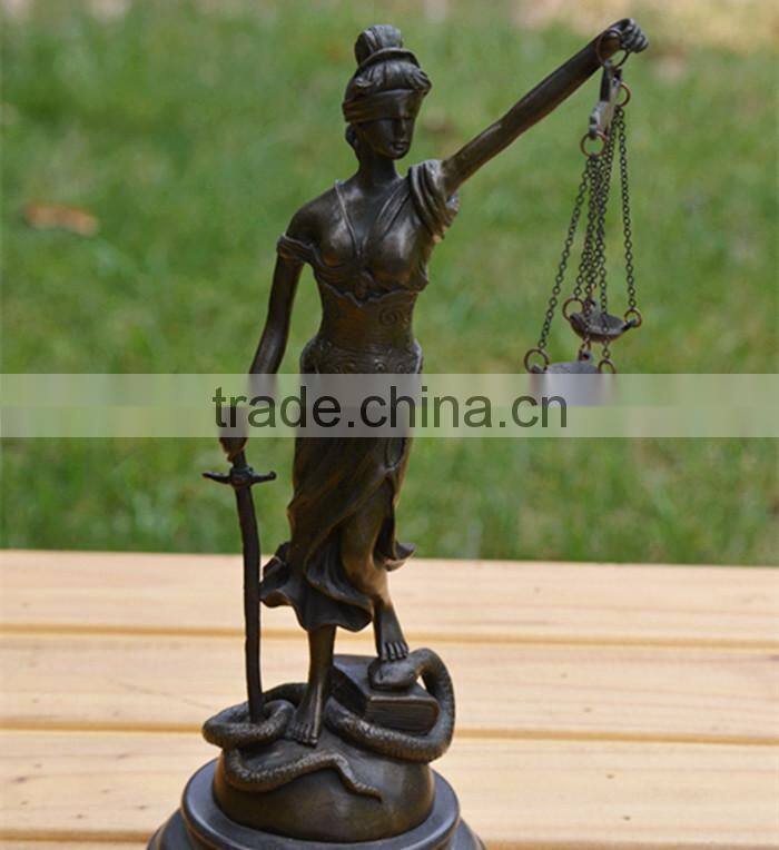 brass Goddess of justice statue for home decoration