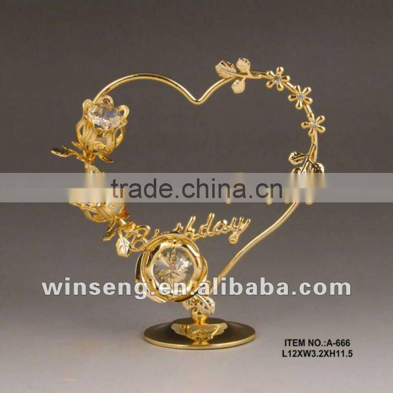 24K Gold Plated Love Heart with Flower for Gifts