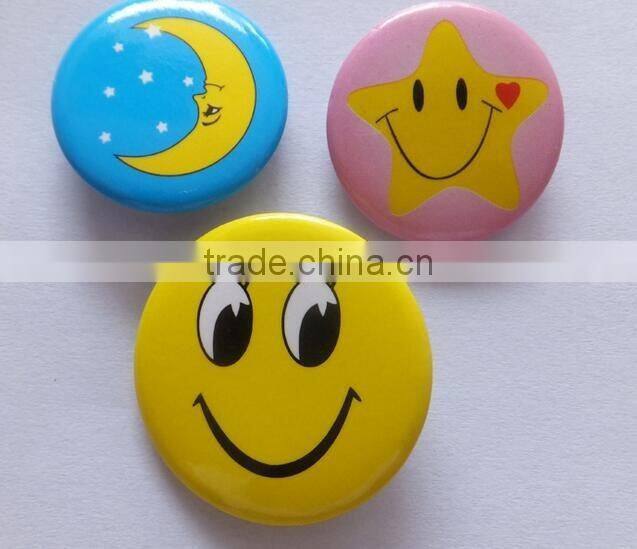 September smile face printed tin button reflective metal badge