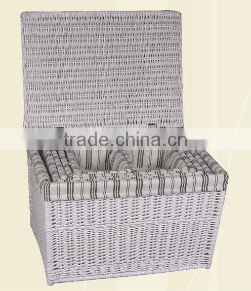 fantastic wicker storage basket with blue gingham liner in 3 sizes