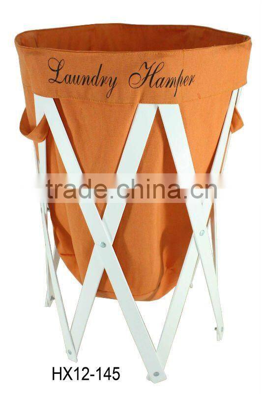 Patent Foldable Wooden Canvas Laundry Basket