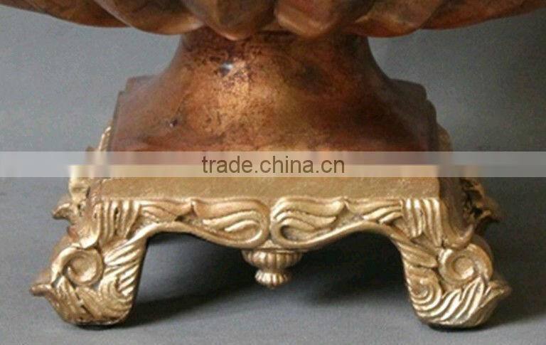 Made in China polyresin antique gold fruit bowl,home decoration