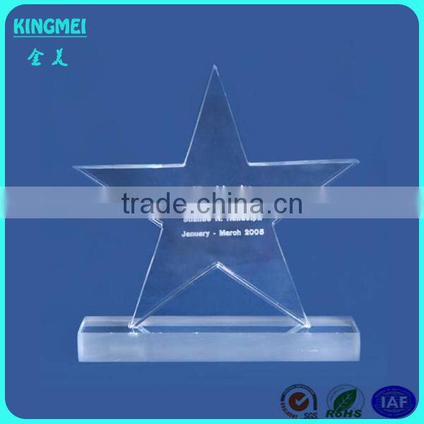 Star acrylic award crafts,clear star shaped acrylic trophy award manufacturer