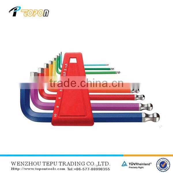 extra long arm ball point hex key ratchet wrench set with different color