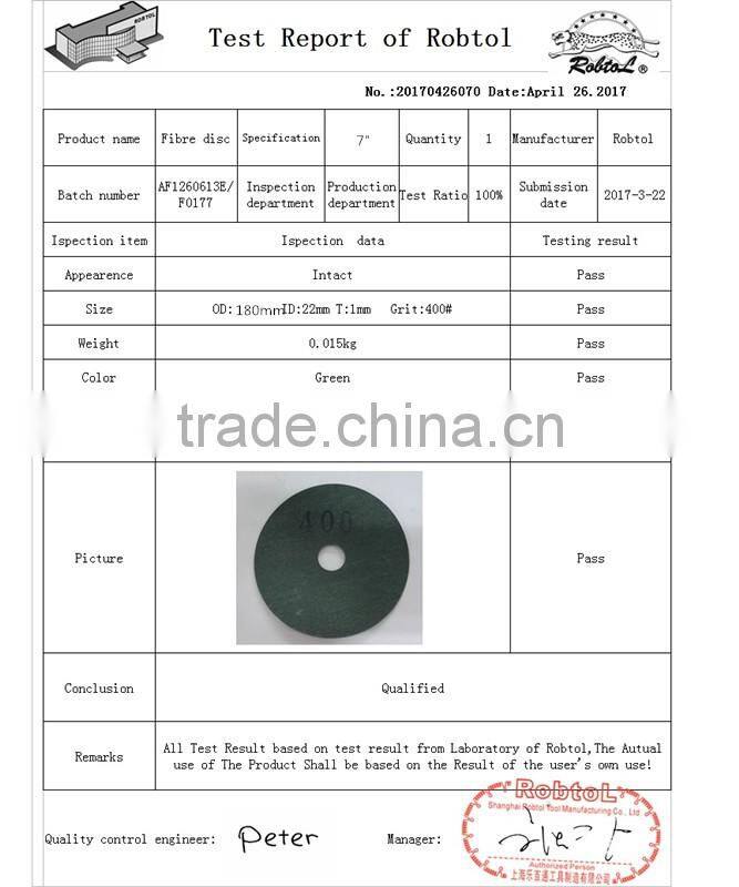 7" 180mm polishing grinding sanding fibre disc Zirconia Ceramic Resin Abrasive Aluminium Oxide Silicon Carbide