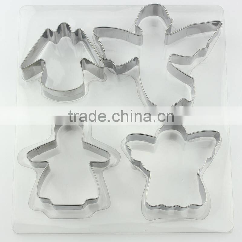Metal christmas cookie cutters angel cookie cutter embossed,tool shaped cookie cutters