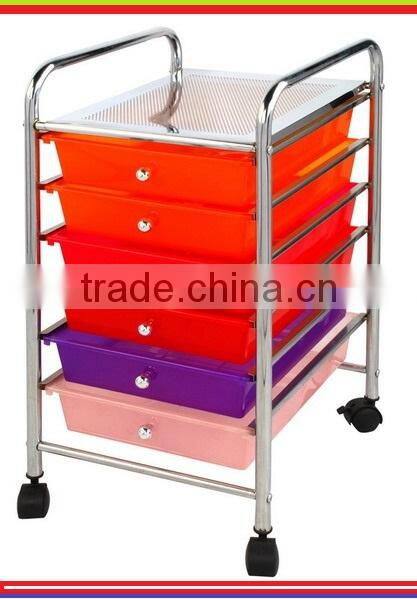 Plastic cart, easy movable trolley cart, 6 tier drawer storage cart