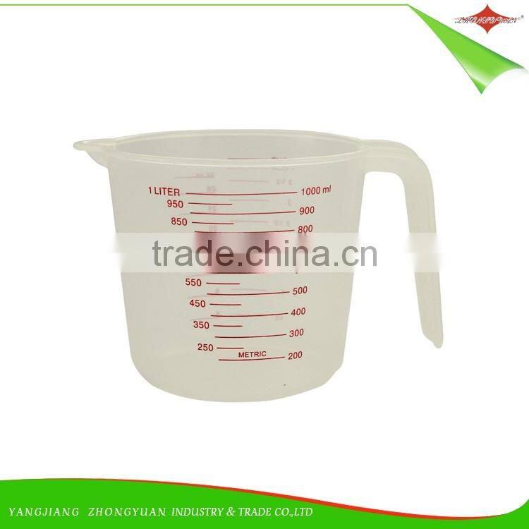 ZY-L1046 food grade 1000ml plastic measuring cup with handle