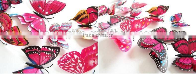 Bilayer 3D Butterfly Wall Sticker Double-deck Butterflies Decor Wall Sticker Decorative Twin-layer