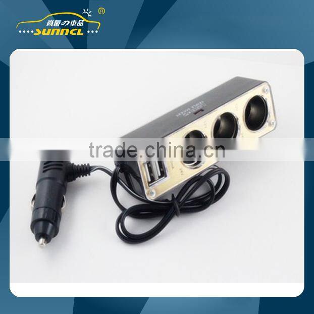 CE Approval 1 to 3 Car Cigarette Lighter Adapter Socket with Switch for iPhone , Tablet , Samsung