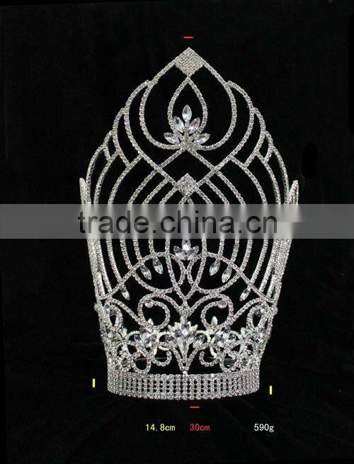 Hair Accessories 30cm tall Large Size Rhinestone CCrystal Beauty Pageant Crowns&Tiaras