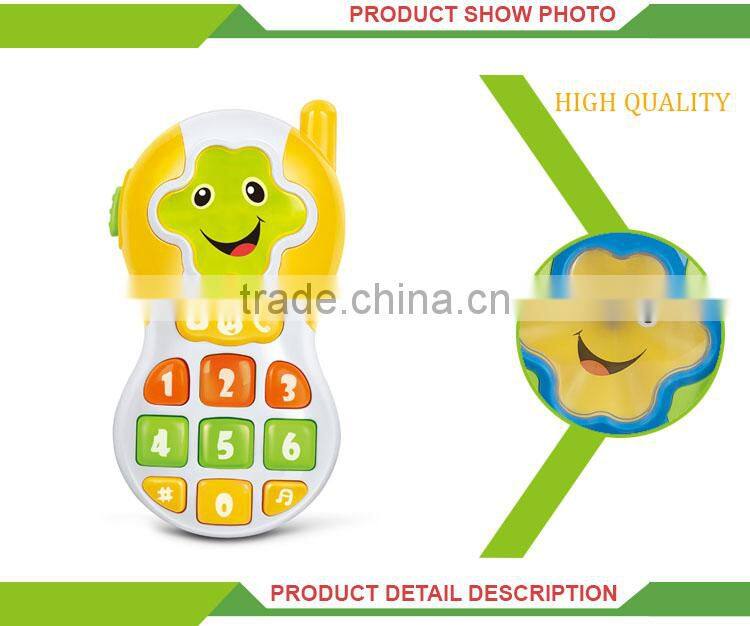 Most popular cartoon plastic musical toy mobile phone for kids