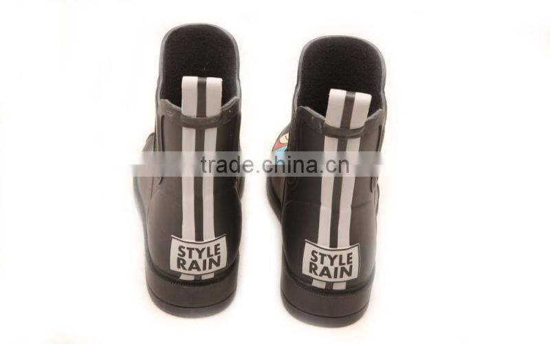 Special grey solid color unique design short rain boot for women female lady wellies wellington rain boot rainboot