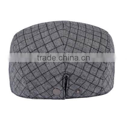 Fashion Custom Grid Fabric Hat Beret Caps good quality men cap Hat/Cap