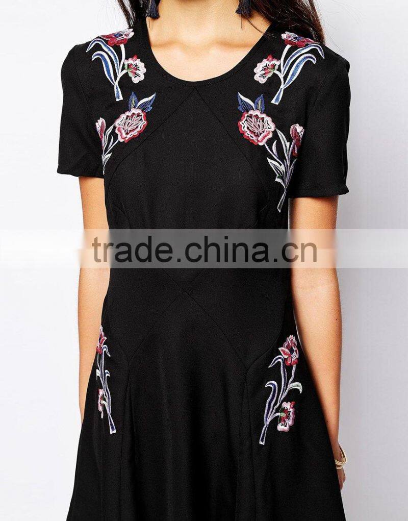 new elegant fashion lady prom party dress quality factory wholesale short sleeve dresses evening pattern