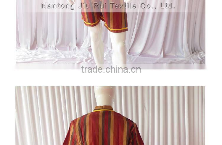 Orange/Red Stripe Sweat Steaming Clothes Elastic Waist Clothes Couples Pajamas Short Sleeve Top+Pants Pajamas for Sauna