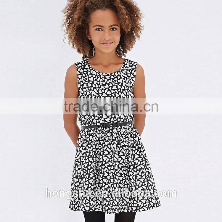Girls Heart Print A-Line Dress Modren Children Wedding Dress Frocks Designs 2016 HSd7327