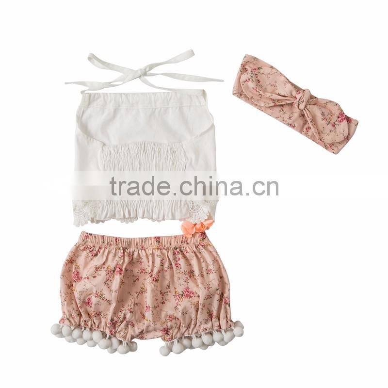 Summer new design boutique baby clothing set fashion girl floral outfits