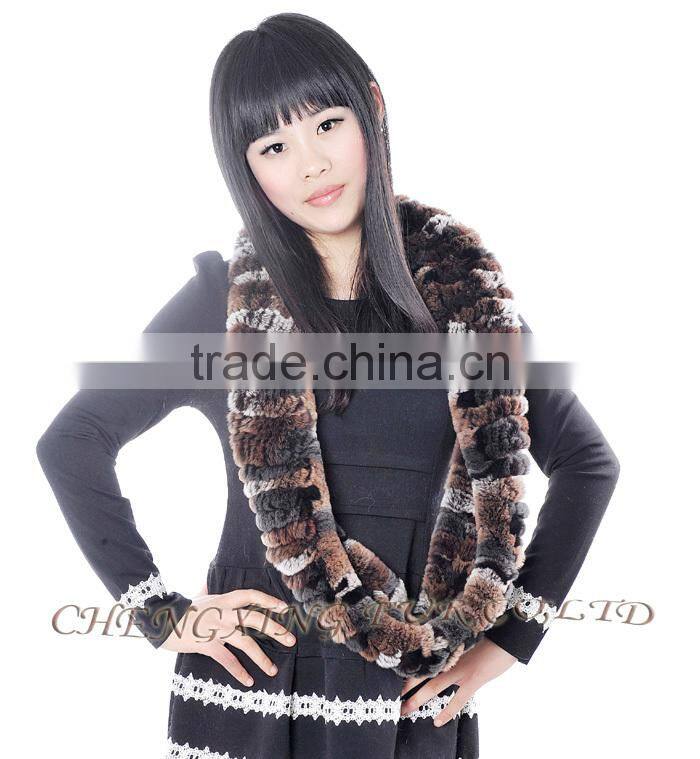 CX-S-125D Beautiful Women Real Rex Rabbit Fur Winter Fashion Lady Scarf custom scarf no minimum