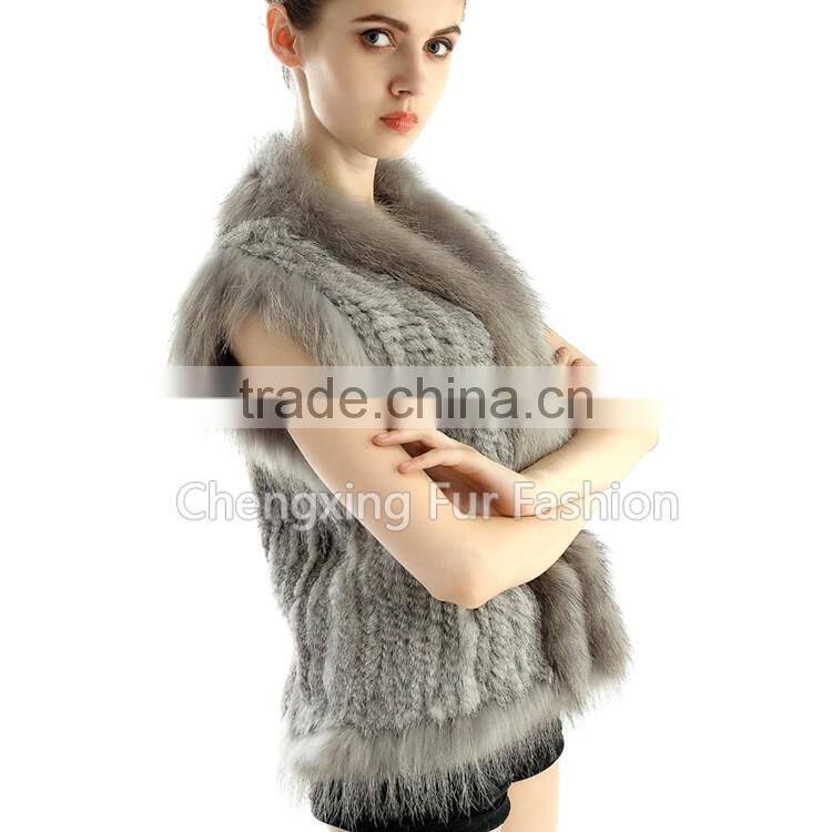 CX-G-B-21B New Fashion Real Knitted Women Rabbit Fur Italian Fur Vest