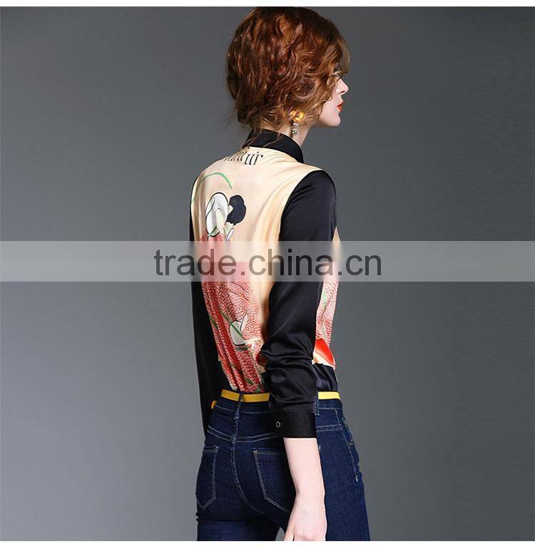 Maxnegio lady print new blouse fashion cutting blouse back neck designs