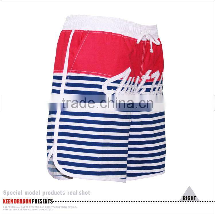 Cotton Stripes Digital Print Mens Swimsuits with Full Mesh Lining